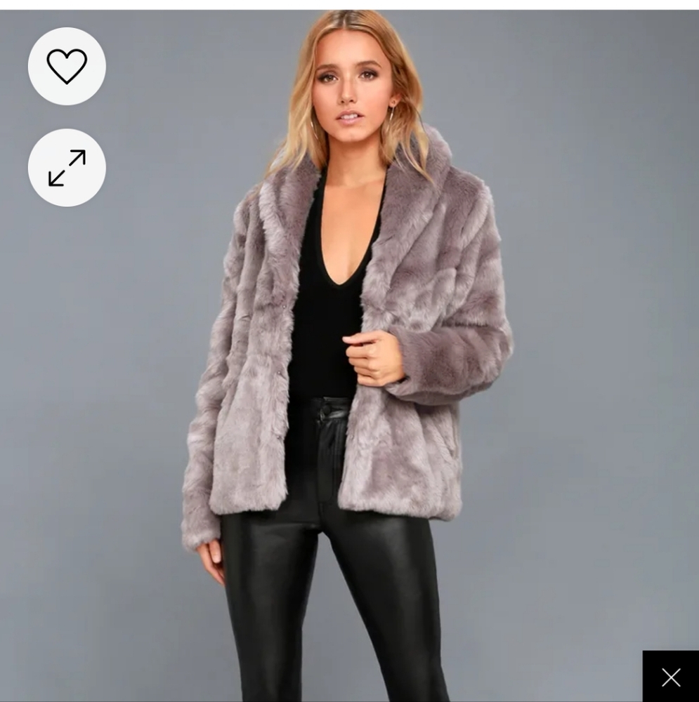 Fauxreals Dusty Purple Faux Fur Coat STONE ROW